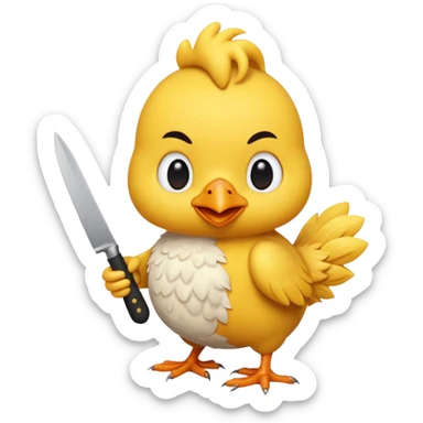 little chicken holding knive sticker