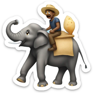 A carb riding an elephant sticker