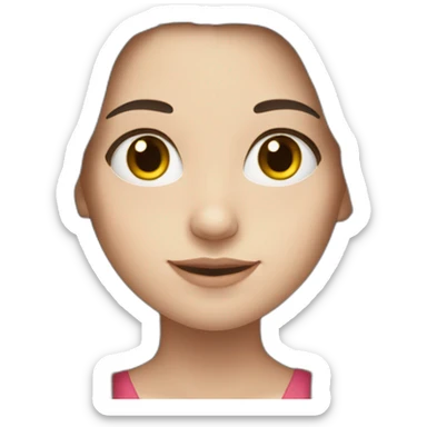 Brunette girl with long hair, white skin, Europe race, sticker