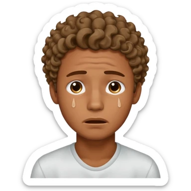 handsome brown boy with light curls and a good sharp jawline crying sticker