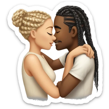 a light skinned boy kissing girl with box braids and doing romance sticker