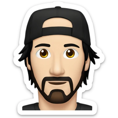 short haired keanu reeves with a black addidas cap sticker