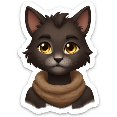 Anthro Shy Cute Cool Edgy Pretty Dark Brown Furry Feline Animal Anthro Sona sticker