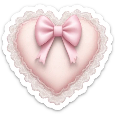 rococo Pastel pink heart with white bow with lace and frills  sticker
