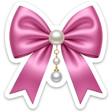 Pink bow with hanging pearl sticker
