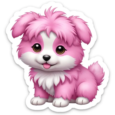 Cute puppy with pink￼ culer sticker