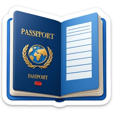 An open passport sticker