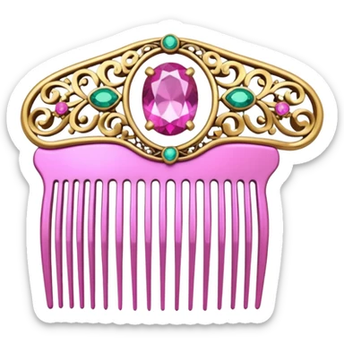 pink comb with jewelry sticker