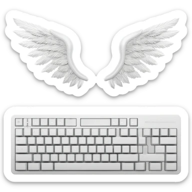 Two angel wings separate white for keyboard sticker