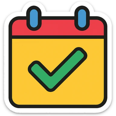 calendar page with a checkmark, representing daily tasks or routines, clean and modern style sticker