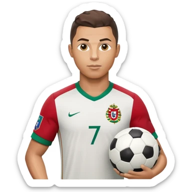 Ronaldo with soccer ball and Portugal jersey sticker