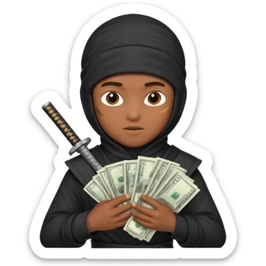 Niño ninja con dinero sticker