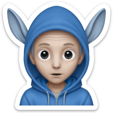 Aliens gray skin, blue hoodie, long big ears sticker