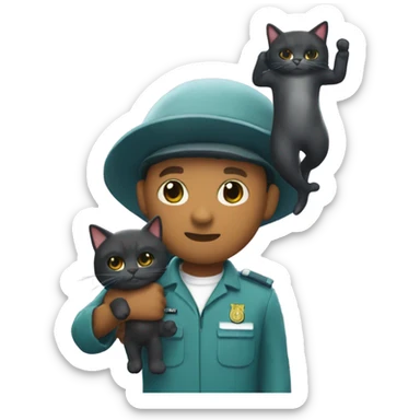 Squid game guard holding up a cat sticker