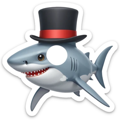 Shark with a top hat sticker