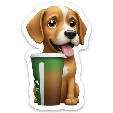 dog with starbucks sticker