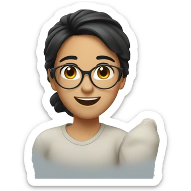 happiest girl with black hair and glass sticker