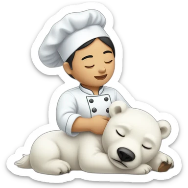 Man Chef filipina black with baby polar bear sleeping to back him sticker