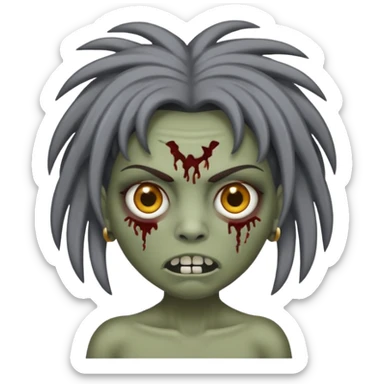 faça uma garota zumbi com cabelos acima dos ombros da cor castanhos escuros e com franja curta sticker