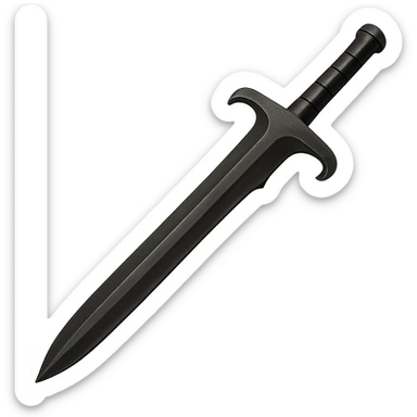 Make this steel 2h sword 10% darker, keep it crisp, shiny, and slightly fancier than iron, realistic metallic steel, emoji style, transparent background. sticker
