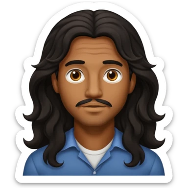Männlich, lange gewellte schwarze Haare, braune Haut  sticker