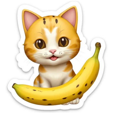 a cat eating banana sticker