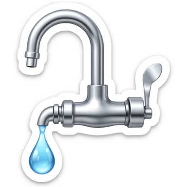 a faucet with a water droplet at the end sticker