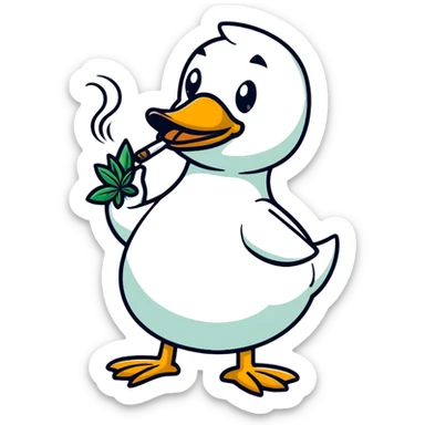 The duck smokes marijuana sticker