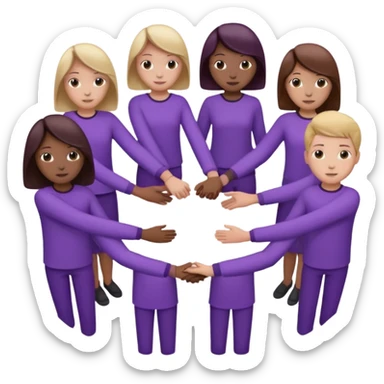 purple group without eyes and nose   holding handsin circle sticker
