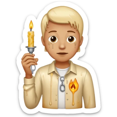 car keys stuck in a candle wearing a shirt sticker