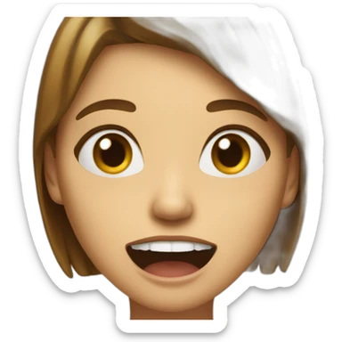 Woman with mouth open expending and drool sticker