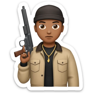 A gang member with a gun  sticker