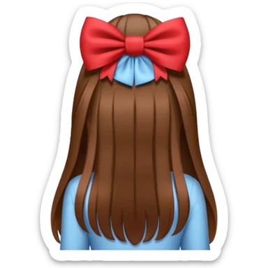 girl from behind with long brown hair with bow c sticker