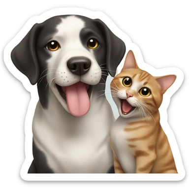 dog licking cat sticker