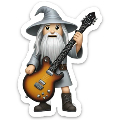 Gandalf with heavy metal guitar sticker