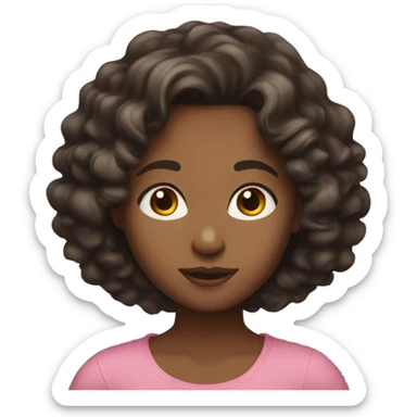 girl with medium to dark skin and dark brown shoulder length curly hair sticker