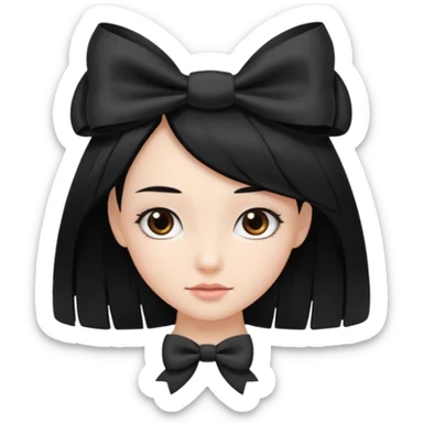 Chica con pelo largo negro con un lazo sticker