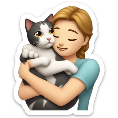 Cat hugging her owner sticker