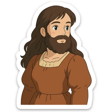 ghibli style woman with a beard sticker