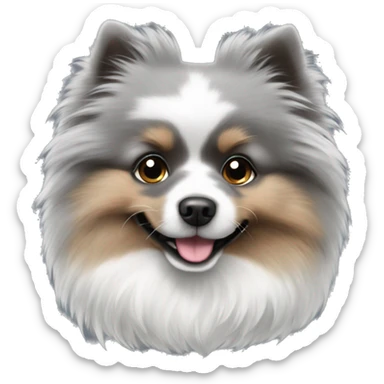 Grey Merle fluffy Pomeranian  sticker