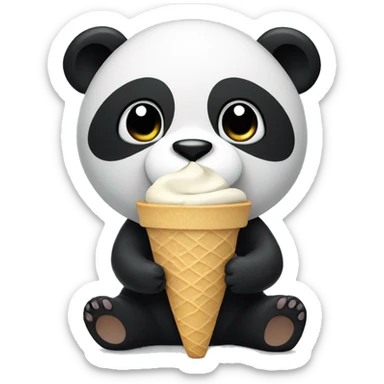 Panda eating ice cream sticker