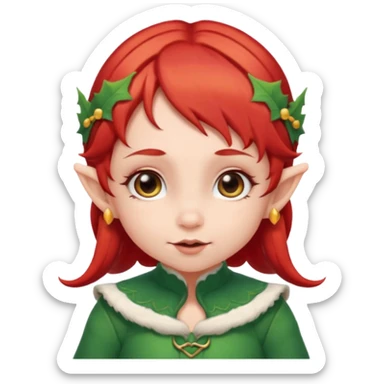 baby elf girl red hair sticker