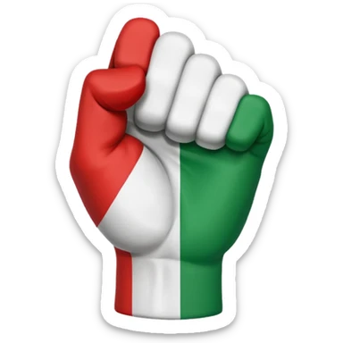 This fist emoji ✊ but instead of yellow it’s the three Italian flag colors sticker