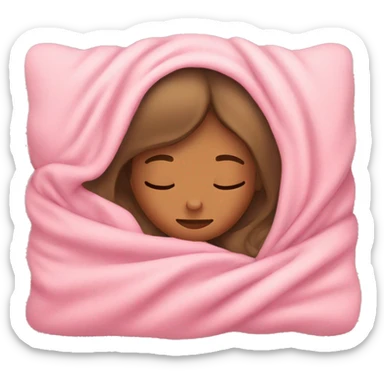 tan girl sleeping with pink blanket  sticker