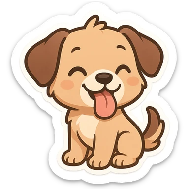 chibi sticker of a playful puppy with a big tongue sticker