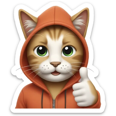 Cat with beard and hoodie , thumbs up sticker