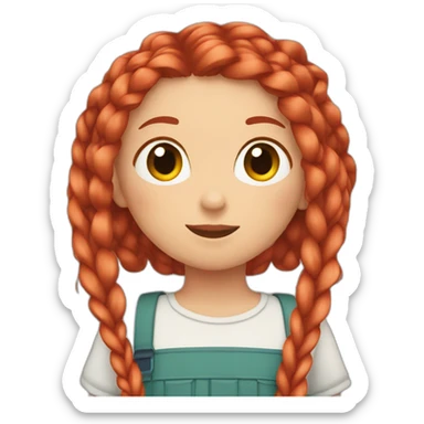 Girl with red hair in two braids drinking from a straw sticker