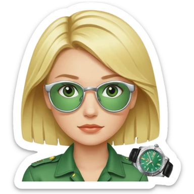 Breitling green faced watch on blonde girl wrait sticker
