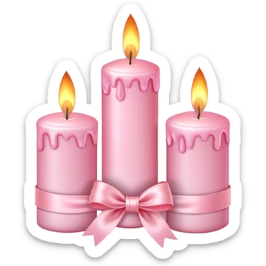 light pink burning candles with bow sticker