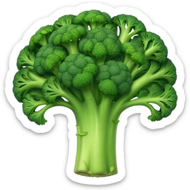 A simple 3D color illustration of a sautéed broccoli with realistic shading and texture, on a pure white background. sticker
